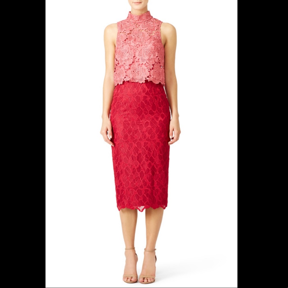NWOT ML Monique Lhuillier Colorblock Midi Dress
